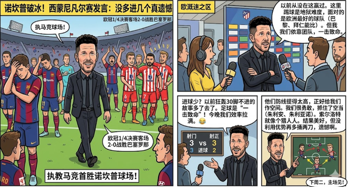 马竞客场2-0掀翻巴萨 西蒙尼凡尔赛式赛后发言：